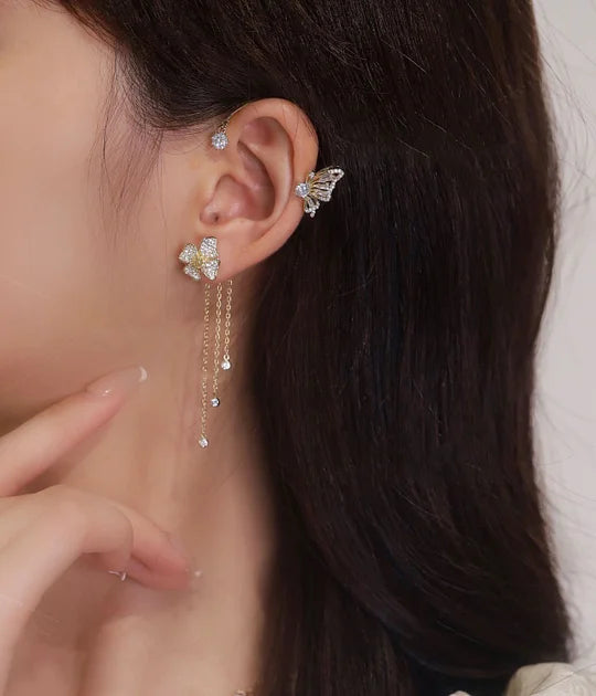 Pendientes Flor de mariposa acero + Collar de Regalo