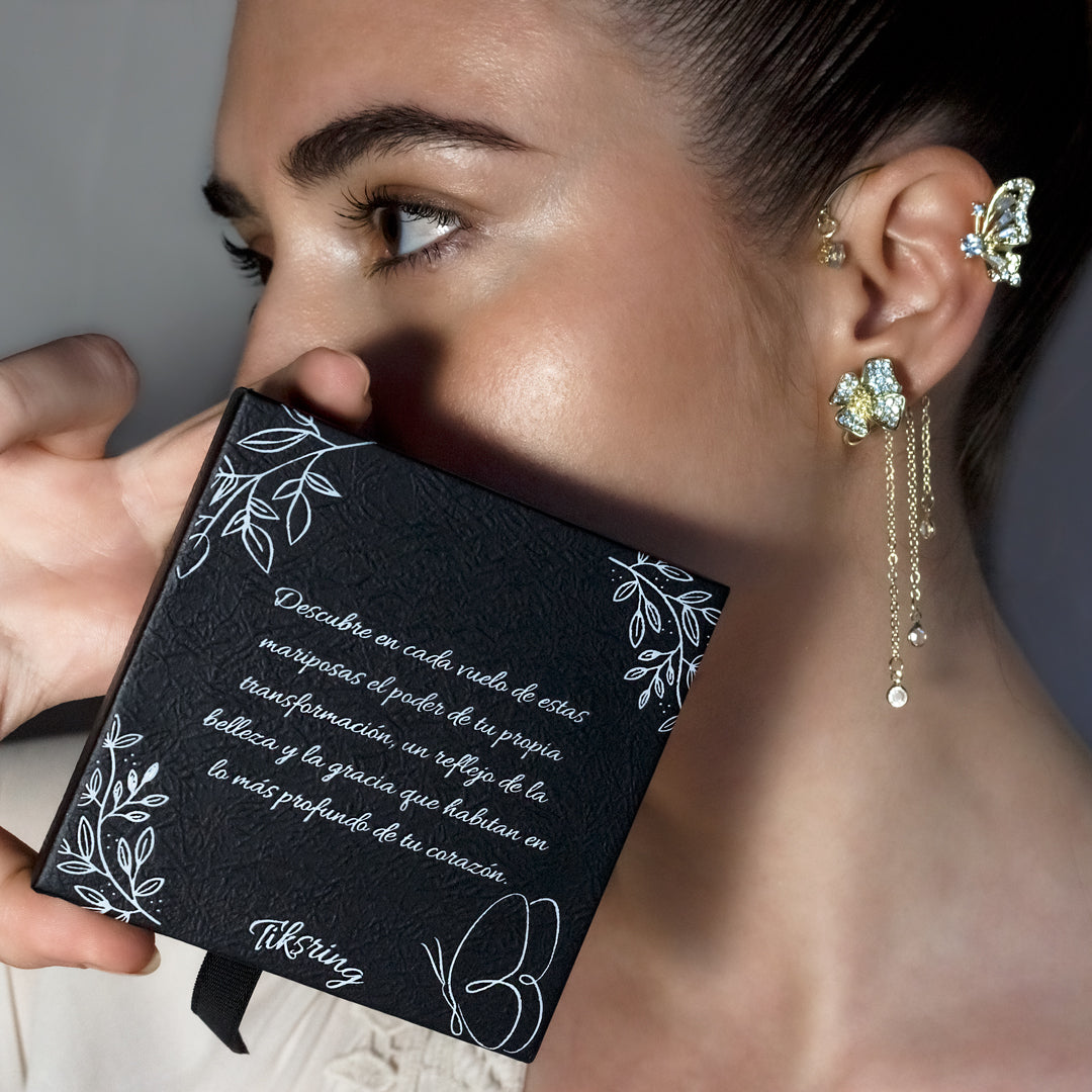 Pendientes Flor de mariposa acero + Collar de Regalo