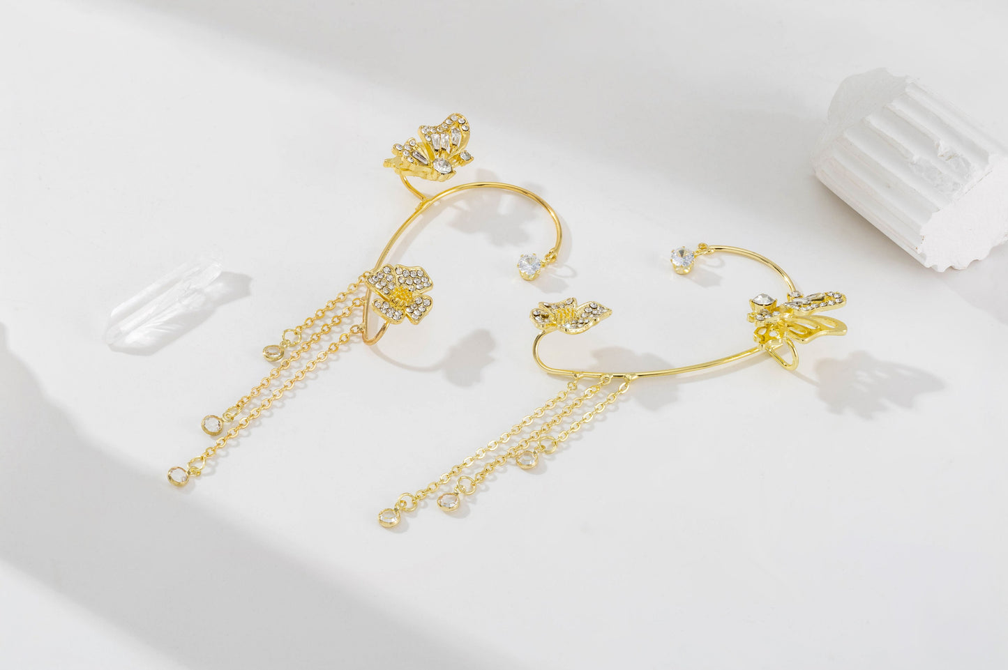 Pendientes Flor de mariposa acero + Collar de Regalo